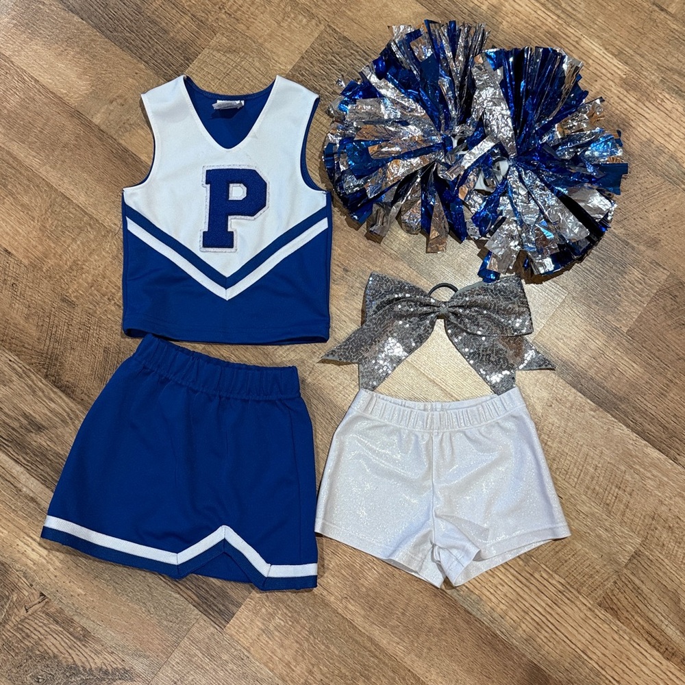 Adorable Blue and White Cheerleading Outfit-size XXS